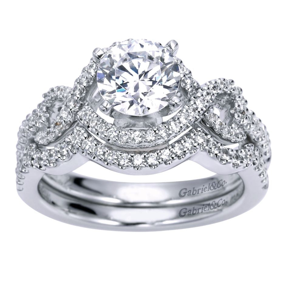 Ladies' Infinity Halo 14k White Gold Diamond Engagement Mounting by jewelry designer Gabriel and Co