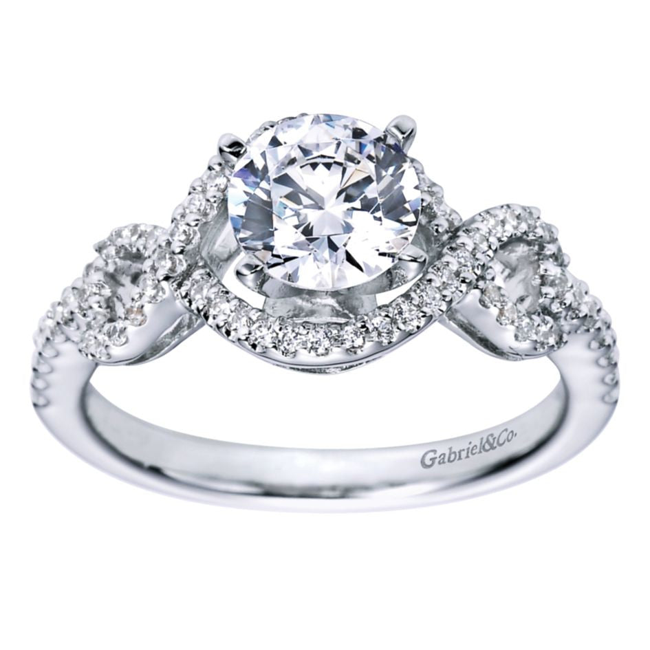 Ladies' Infinity Halo 14k White Gold Diamond Engagement Mounting by jewelry designer Gabriel and Co