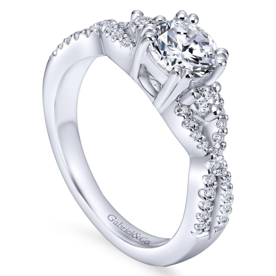 Ladies' Weave 14k White Gold Diamond Engagement Ring by Bridal Jewelry Designer Gabriel and Co