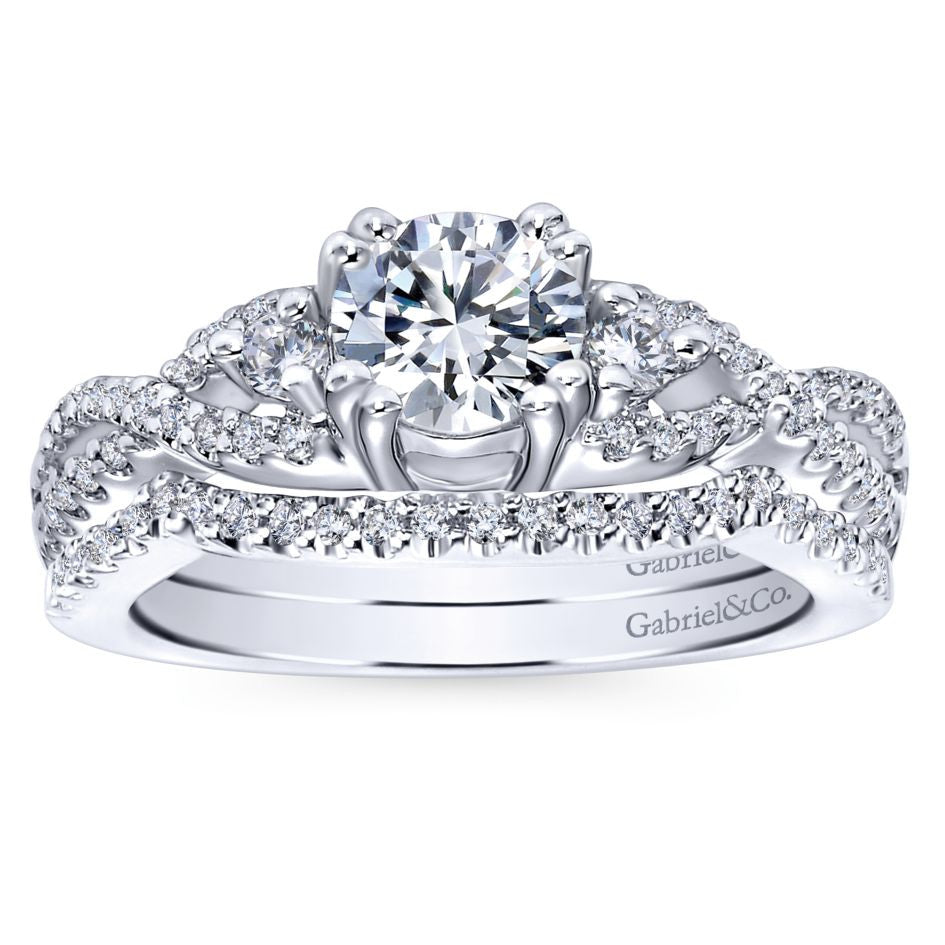 Ladies' Weave 14k White Gold Diamond Engagement Ring by Bridal Jewelry Designer Gabriel and Co
