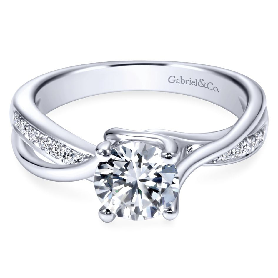 Ladies' Bypass 14k Pave Diamond Engagement Ring by Bridal Jewelry Designer Gabriel and Co
