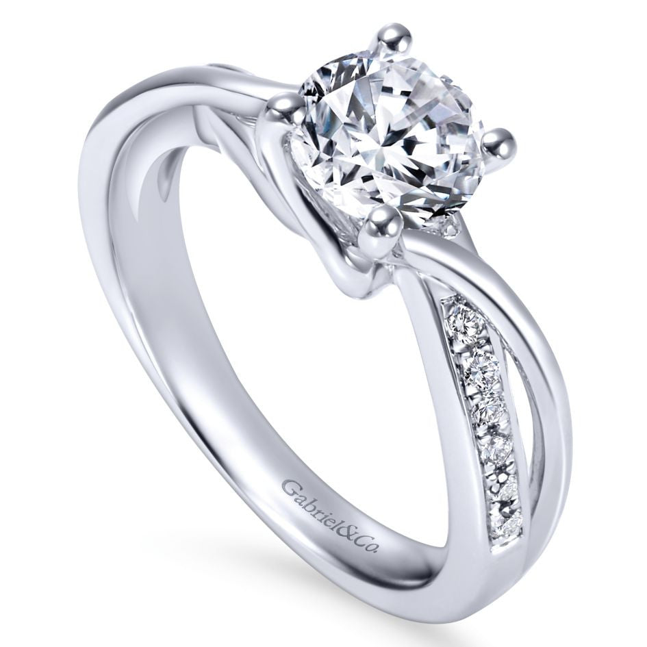 Ladies' Bypass 14k Pave Diamond Engagement Ring by Bridal Jewelry Designer Gabriel and Co