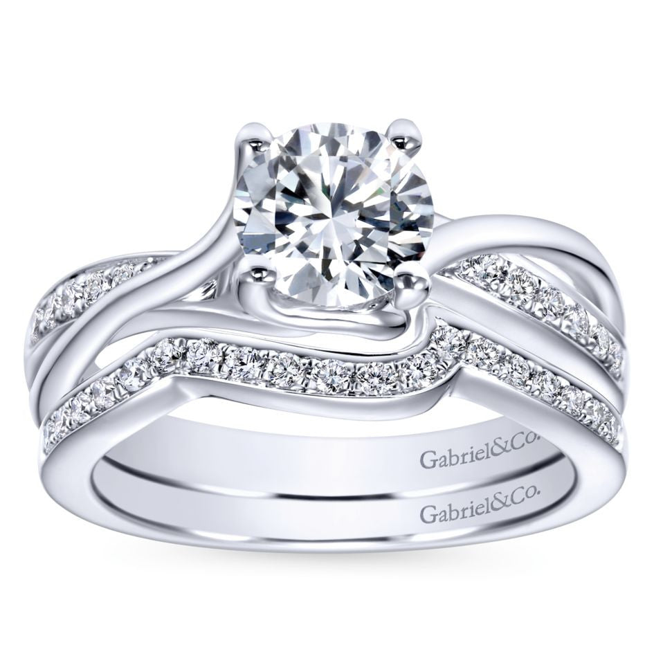 Ladies' Bypass 14k Pave Diamond Engagement Ring by Bridal Jewelry Designer Gabriel and Co