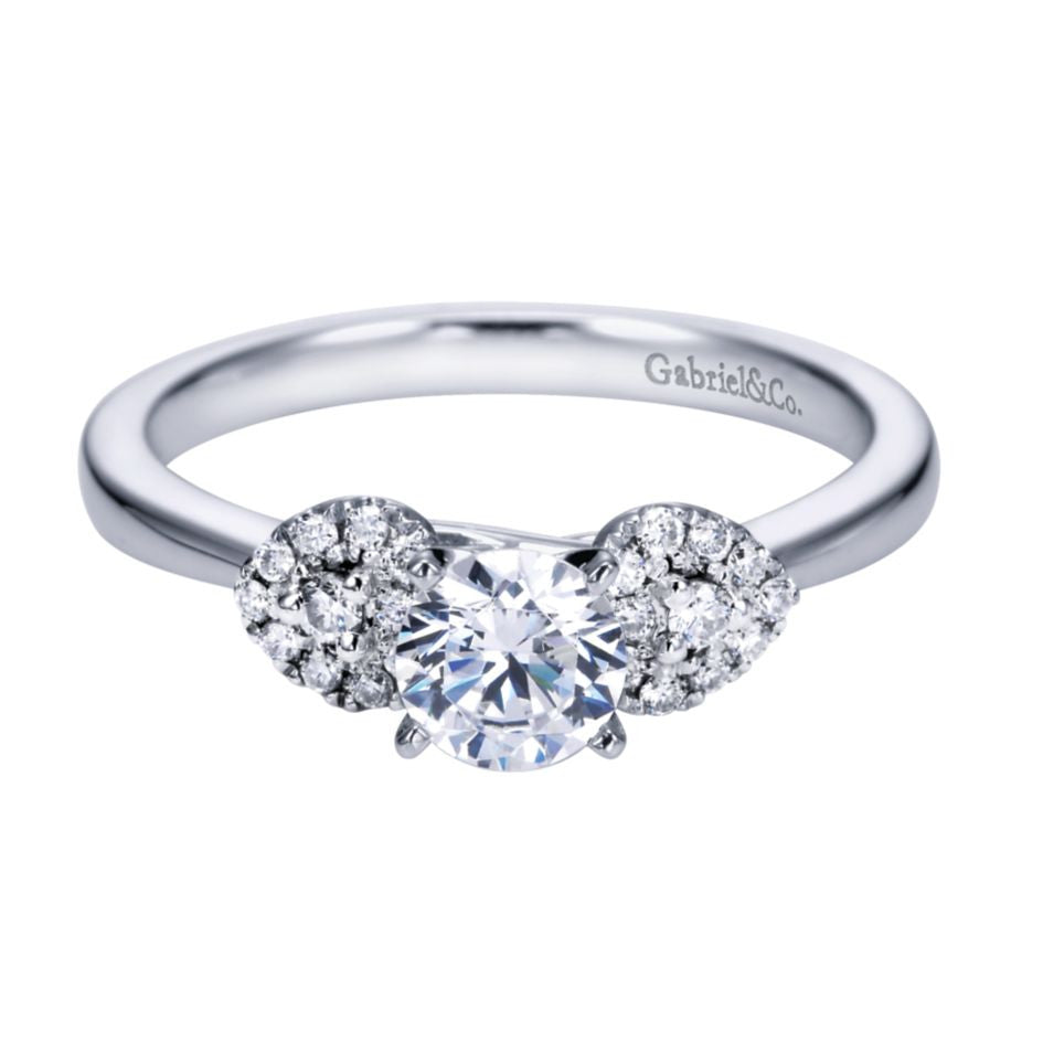 Ladies' Pave Petals 14k White Gold Diamond Engagement Ring by Bridal Jewelry Designer Gabriel and Co