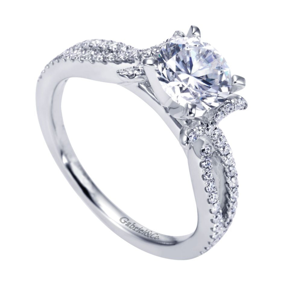 Ladies' Split Shank 14k White Gold Diamond Engagement Ring by Bridal Jewelry Designer Gabriel and Co