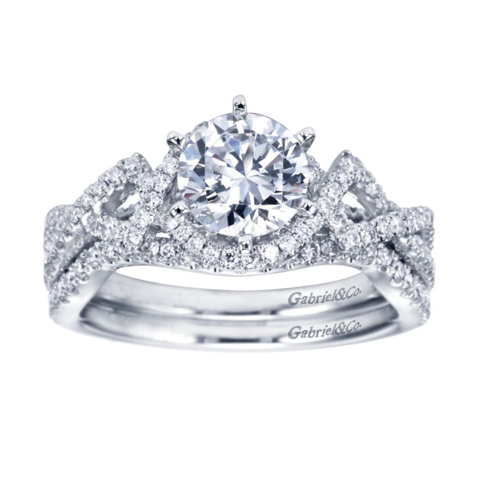 Ladies' Criss Cross 14k White Gold Diamond Engagement Ring