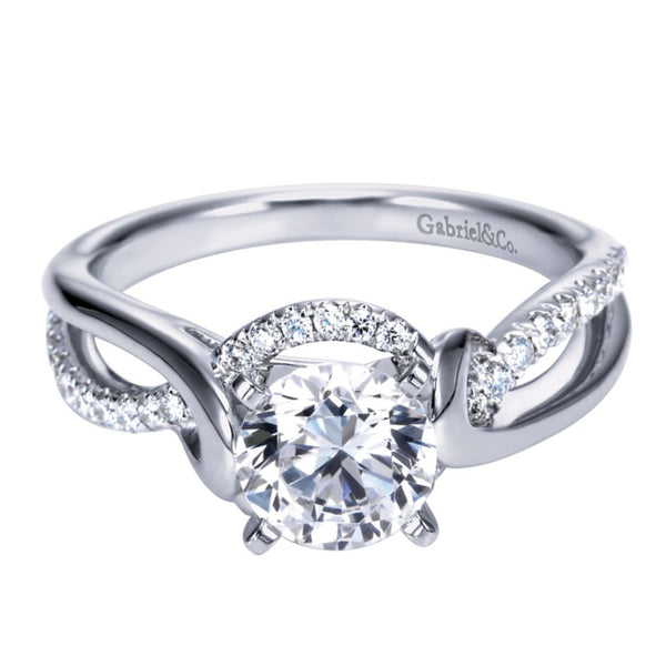 Split Shank White Gold Diamond Engagement Mounting by Gabriel and Co