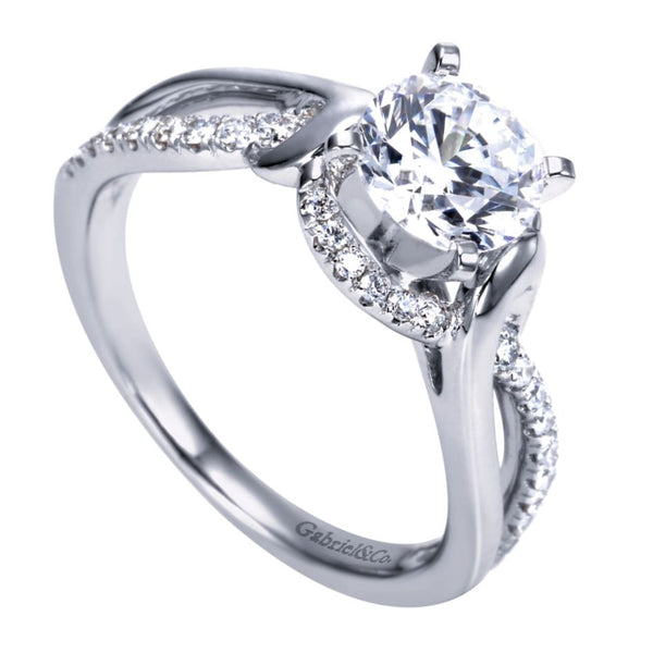 Split Shank White Gold Diamond Engagement Mounting by Gabriel and Co