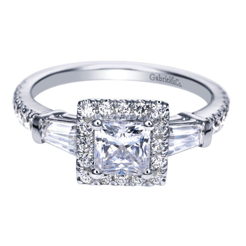 Ladies' Princess 14k White Gold Diamond Engagement Mounting