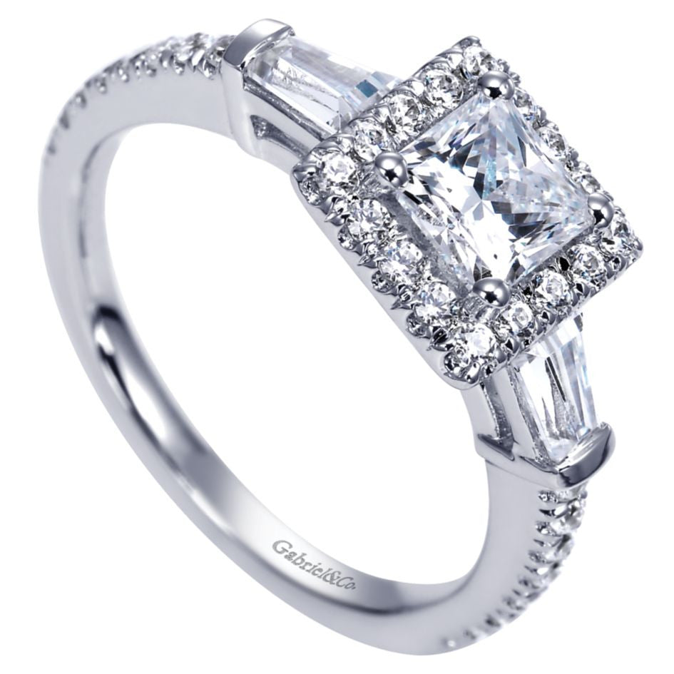 Ladies' Princess 14k White Gold Diamond Engagement Mounting