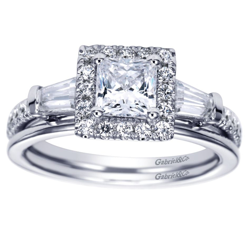 Ladies' Princess 14k White Gold Diamond Engagement Mounting