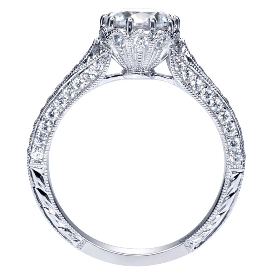 Ladies' Milgrain 14k White Gold Diamond Engagement Mounting
