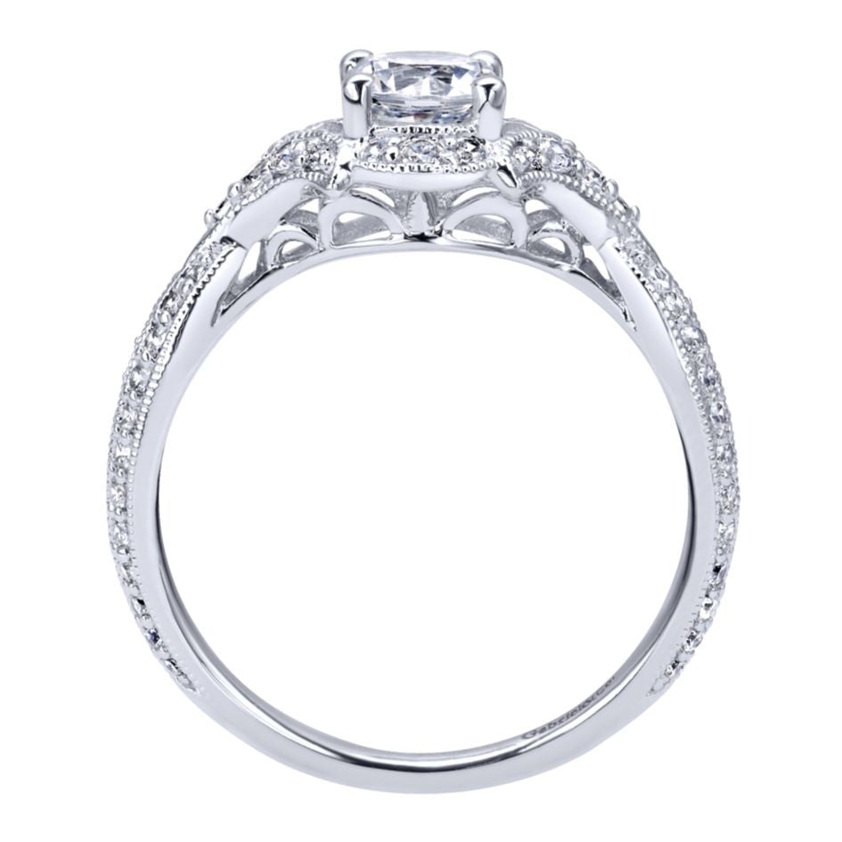 Ladies' Criss Crossed 14k White Gold Diamond Engagement Ring