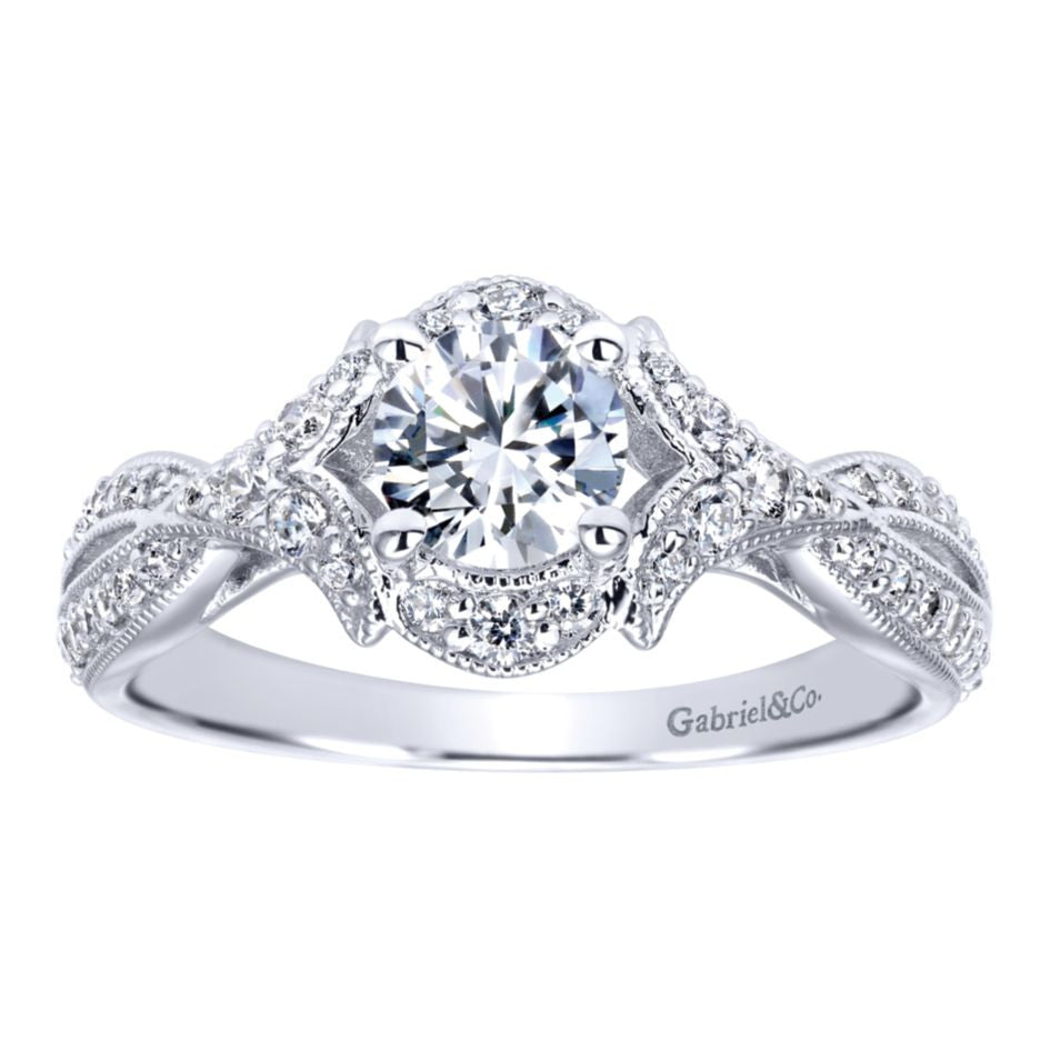 Ladies' Criss Crossed 14k White Gold Diamond Engagement Ring