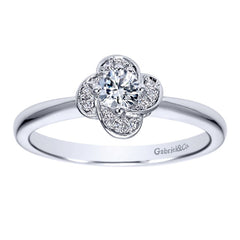 Ladies' Floral 14k White Gold Diamond Engagement Ring