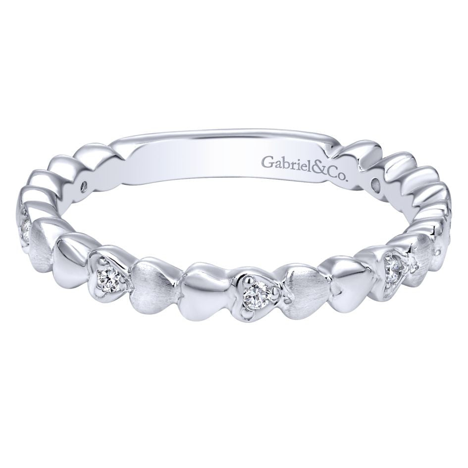 Ladies' Matt Scallops 14k White Gold Diamond Band