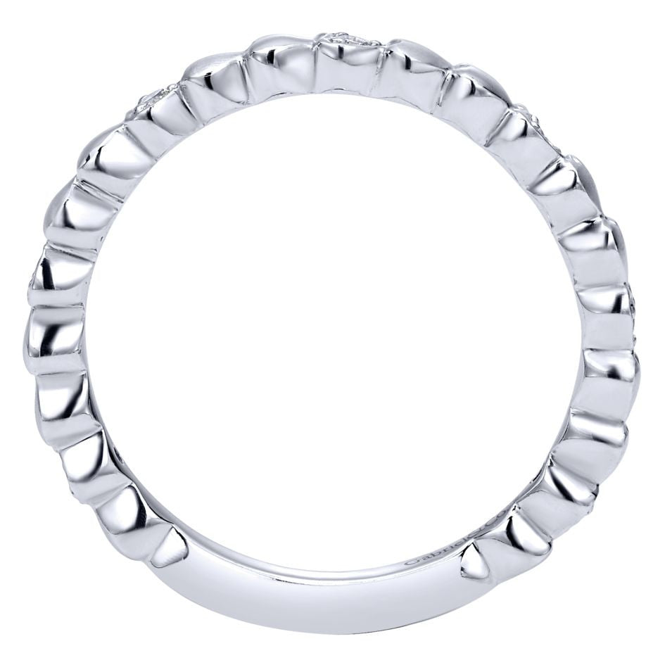 Ladies' Matt Scallops 14k White Gold Diamond Band
