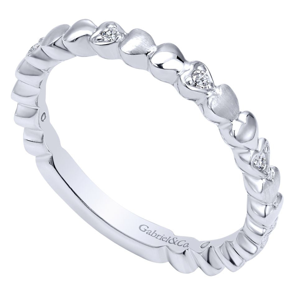 Ladies' Matt Scallops 14k White Gold Diamond Band