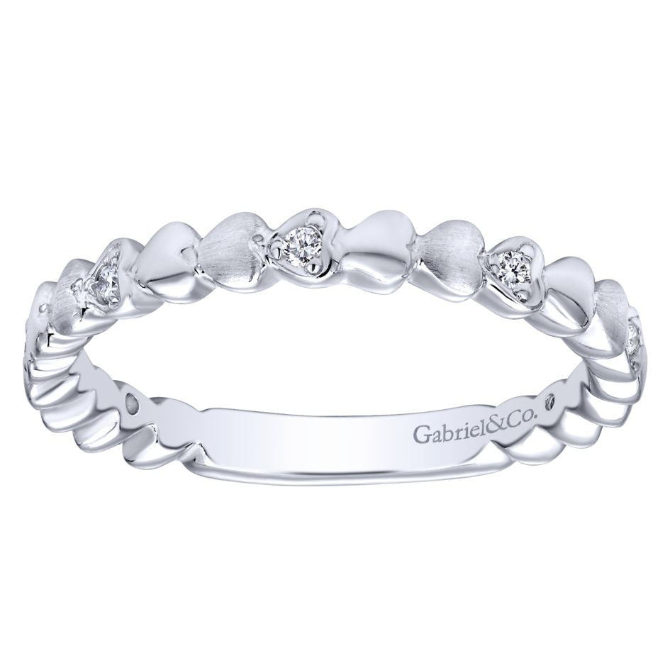 Ladies' Matt Scallops 14k White Gold Diamond Band