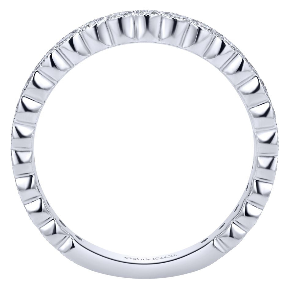 Ladies' Milgrain 14k White Gold Diamond Band