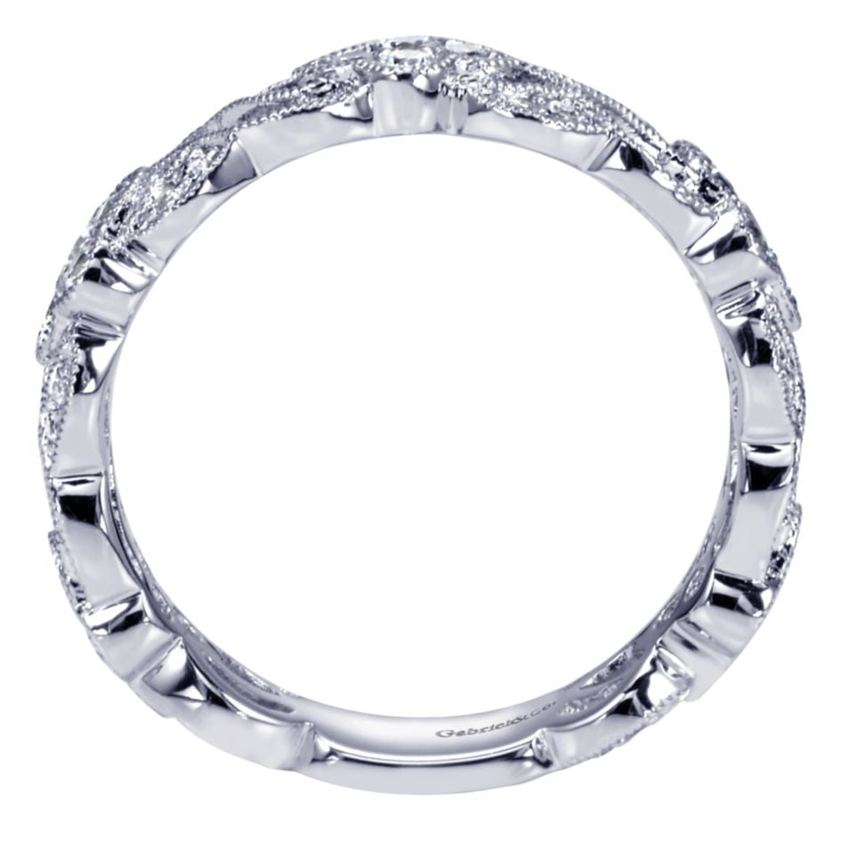 Ladies' Open Weave 14k White Gold Diamond Band