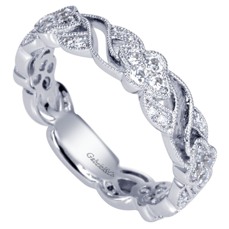 Ladies' Open Weave 14k White Gold Diamond Band