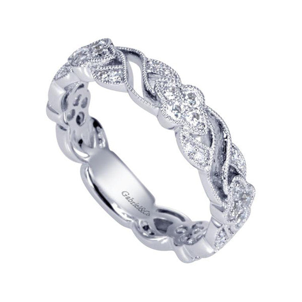 Ladies' Open Weave 14k White Gold Diamond Band