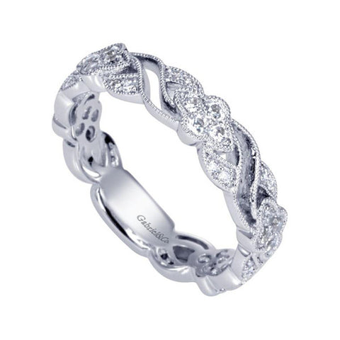 Ladies' Open Weave 14k White Gold Diamond Band