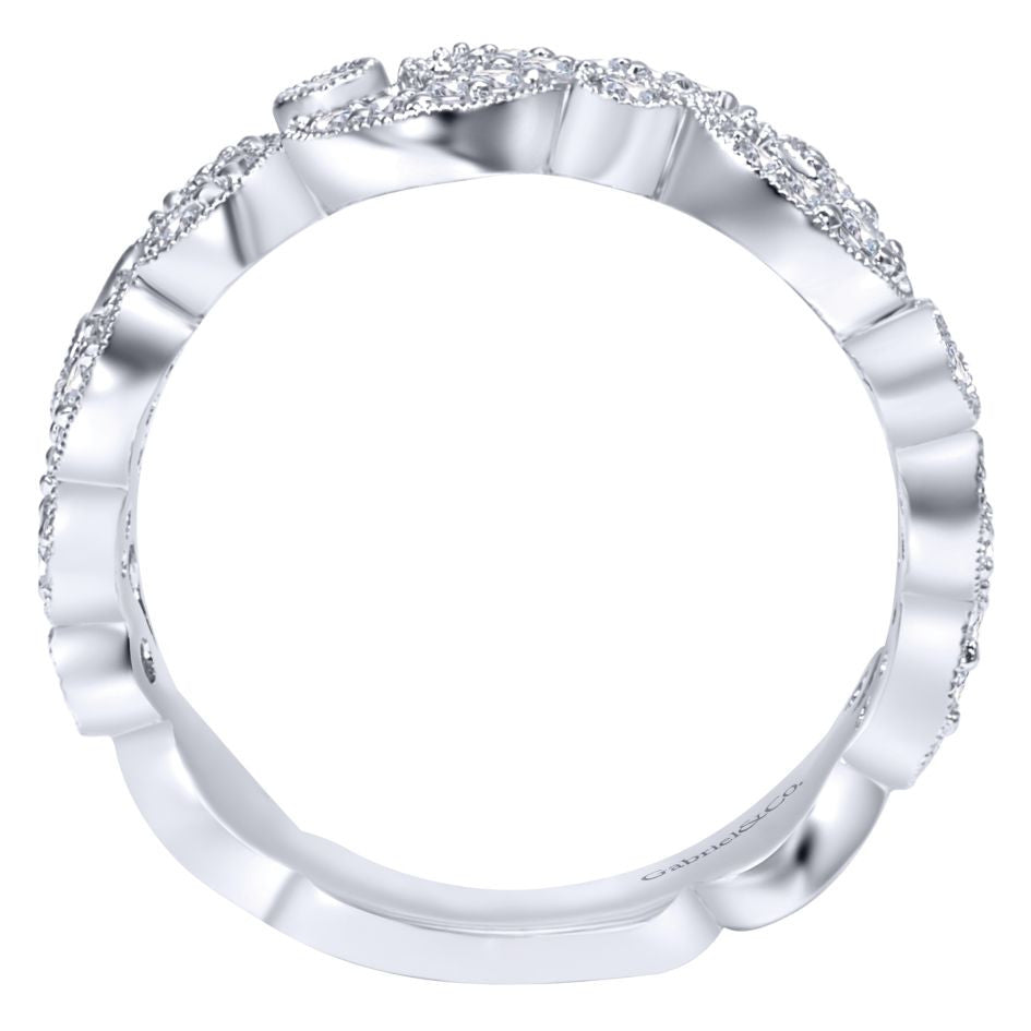Ladies' Pave Filigree 14k White Gold Diamond Band