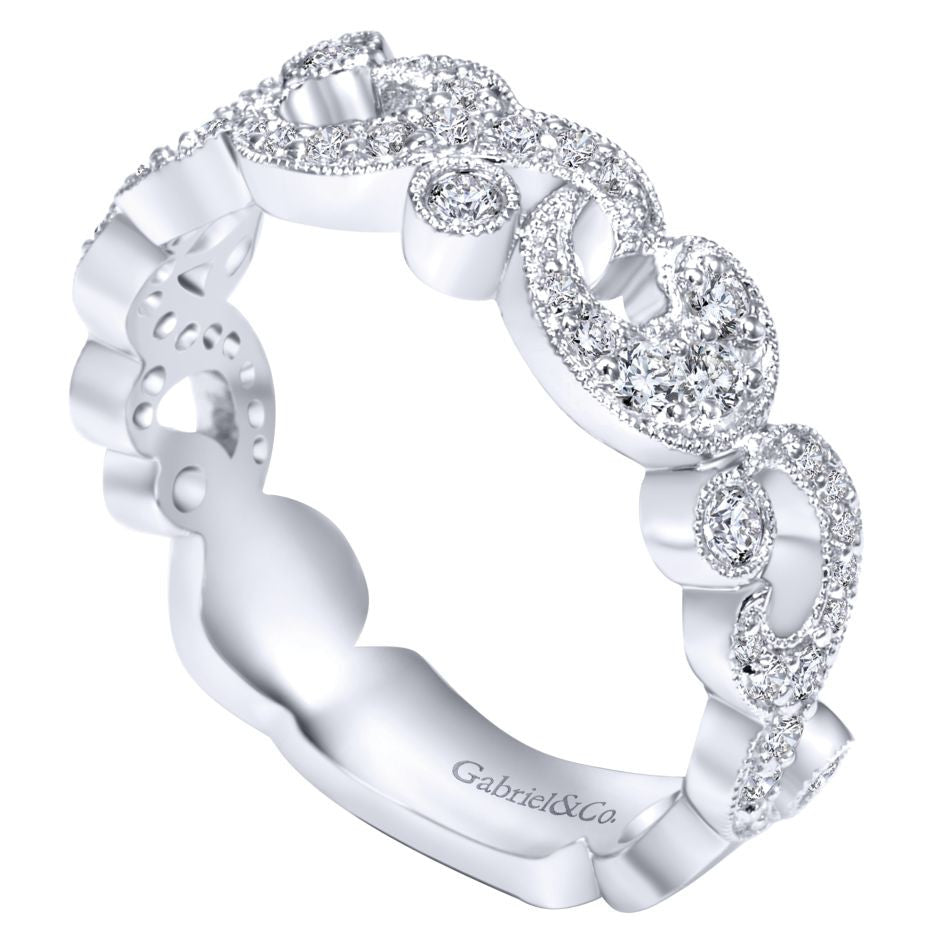 Ladies' Pave Filigree 14k White Gold Diamond Band