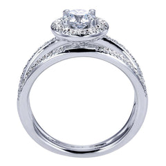 Split Shank Diamond Halo Engagement Ring