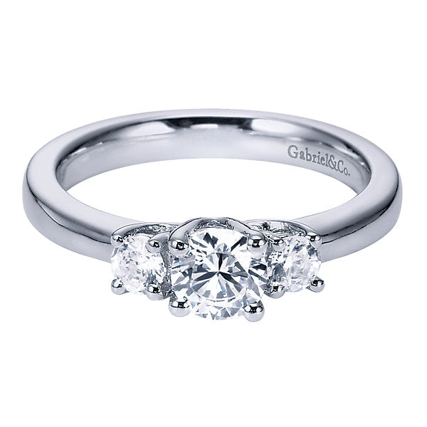 Classic Three Stone Diamond Engagement Ring in White Gold