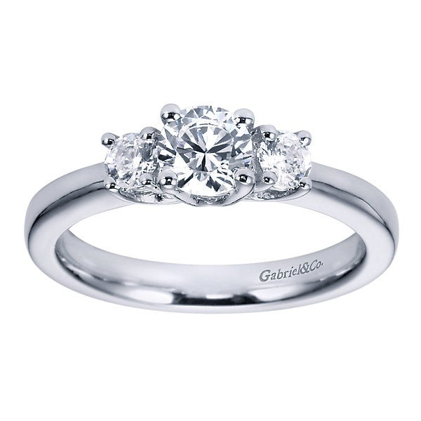 Classic Three Stone Diamond Engagement Ring in White Gold