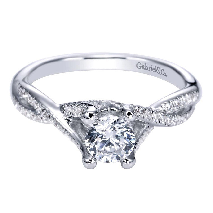 Twisted Shank Diamond Halo Engagement Ring