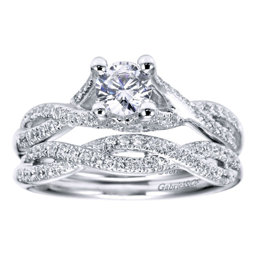 Twisted Shank Diamond Halo Engagement Ring