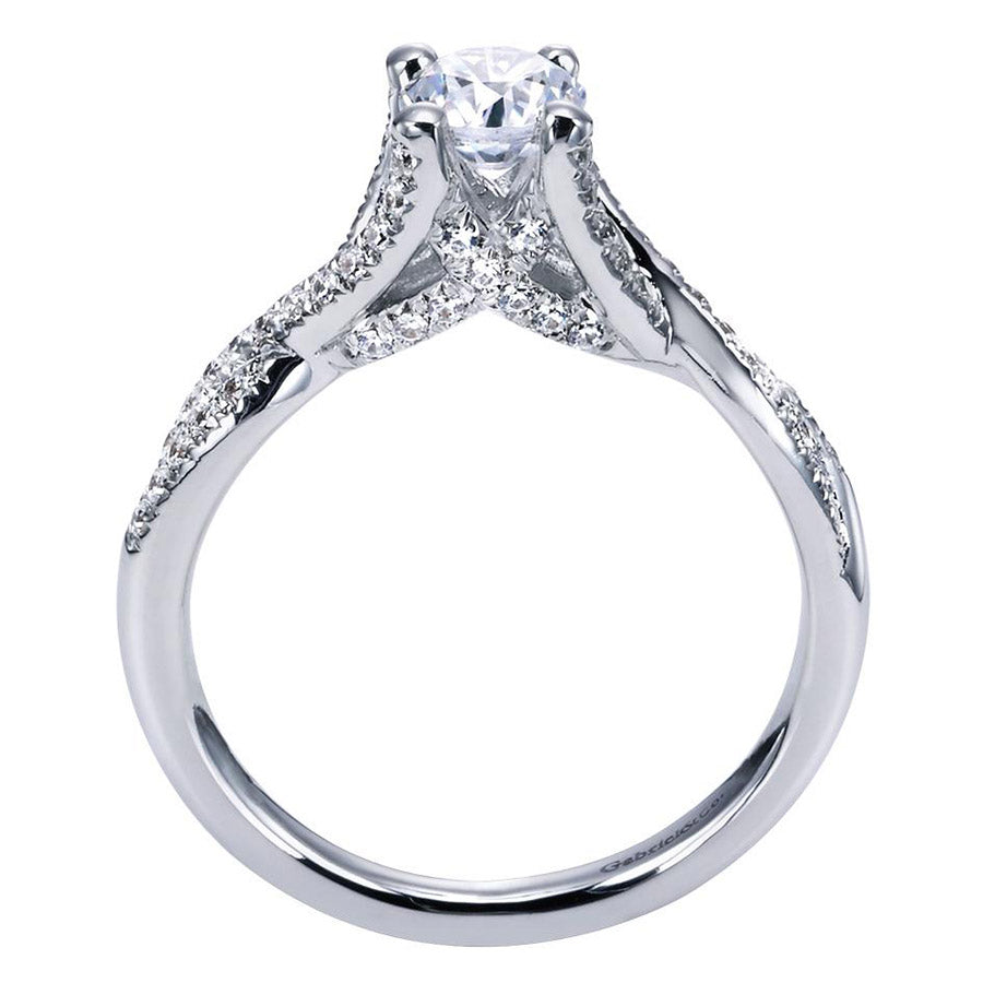 Twisted Shank Diamond Halo Engagement Ring