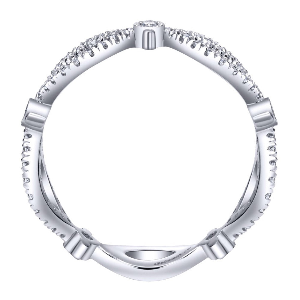 Open Space Pave Design White Gold Diamond Band