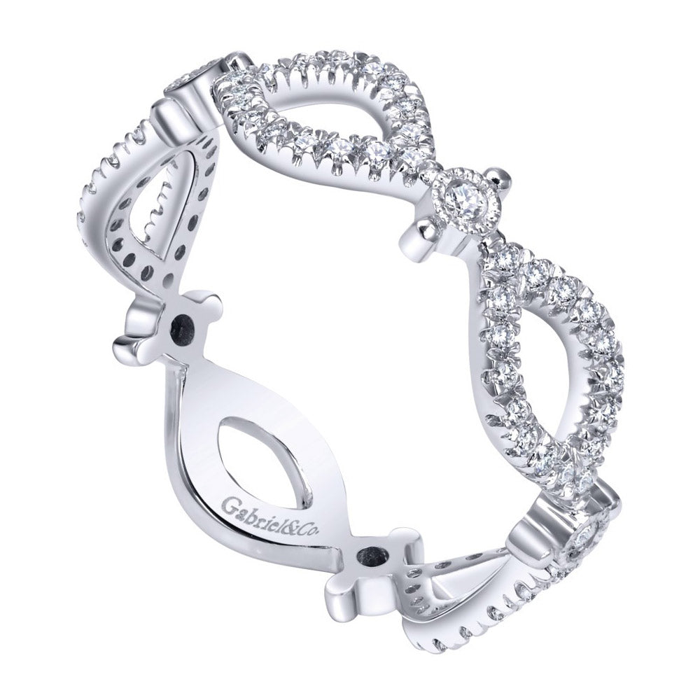 Open Space Pave Design White Gold Diamond Band
