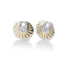 Art Deco Sterling Silver Earrings with Gold Vermail and White Sapphires