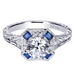 Amavida Platinum Engagement Mounting with Sapphires
