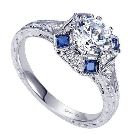 Amavida Platinum Engagement Mounting with Sapphires