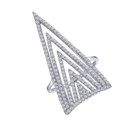 Geometric ring simulated diamonds in sterling silver bonded with platinum by Lafonn