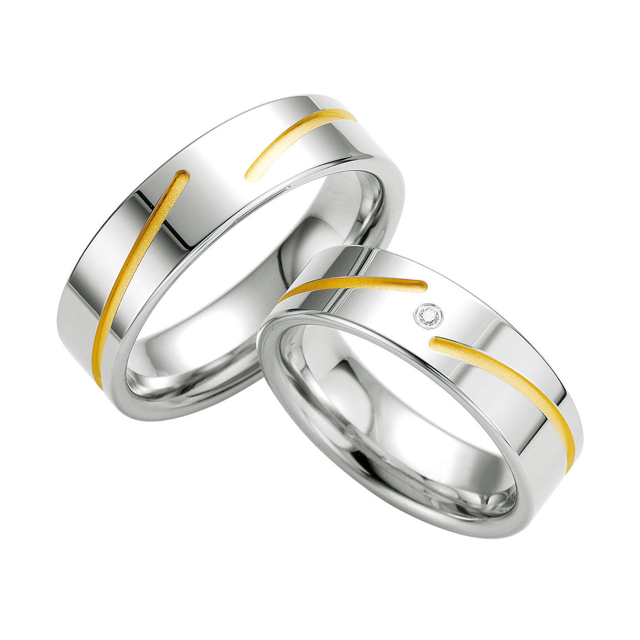 Breuning Mens Sterling Silver, Diamond and Yellow Gold Accent Wedding Band