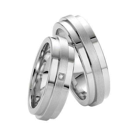 Breuning Men Sterling Silver and a Diamond Accent Wedding Band