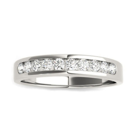 Ten Stone Channel Set White Gold Diamond Band