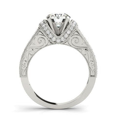 Vintage Inspired Diamond Engagement Ring with Pave Channels