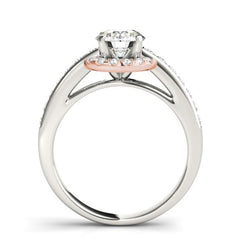 Halo Diamond Engagement Ring with White and Rose Gold