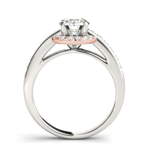 Two Tone Rose Gold Diamond Halo Engagement Ring Mounting