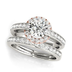 Halo Diamond Engagement Ring with White and Rose Gold