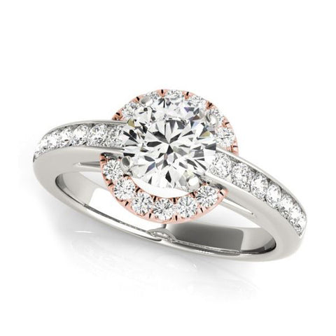 Two Tone Rose Gold Diamond Halo Engagement Ring Mounting